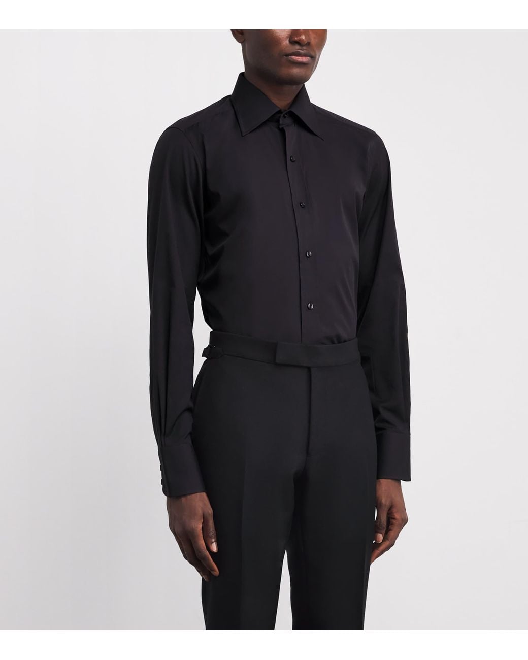 Tom Ford Black Cotton Poplin Slim-Fit Shirt for men