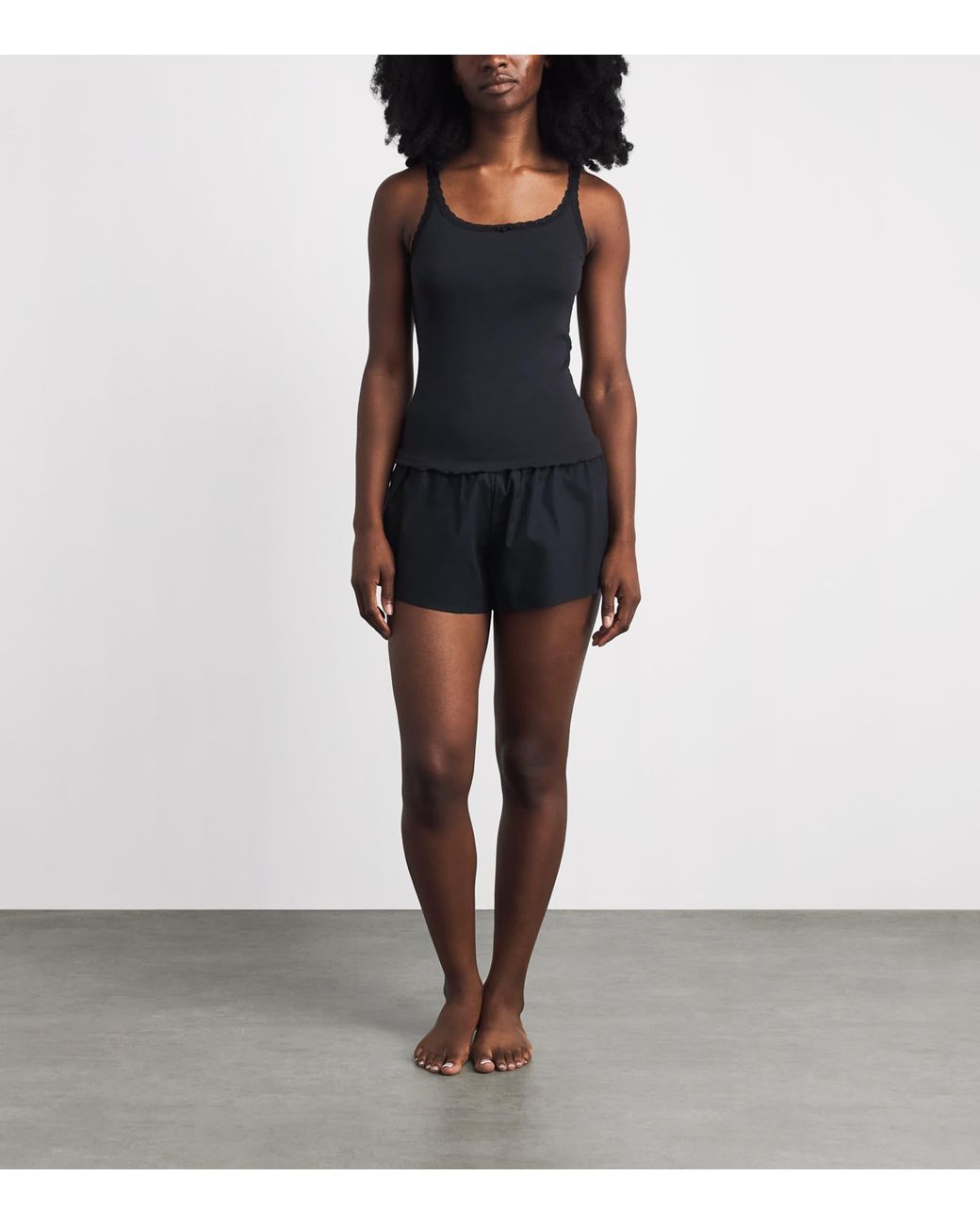 Skims Black Pointelle Cami Pyjama Top