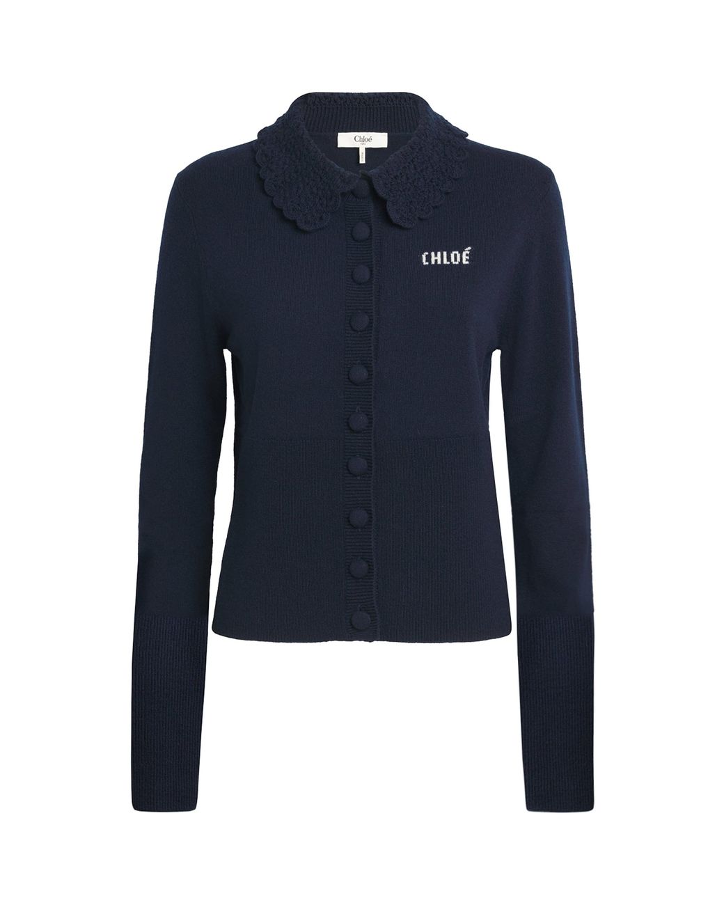 Chloé Blue Wool Logo Cardigan