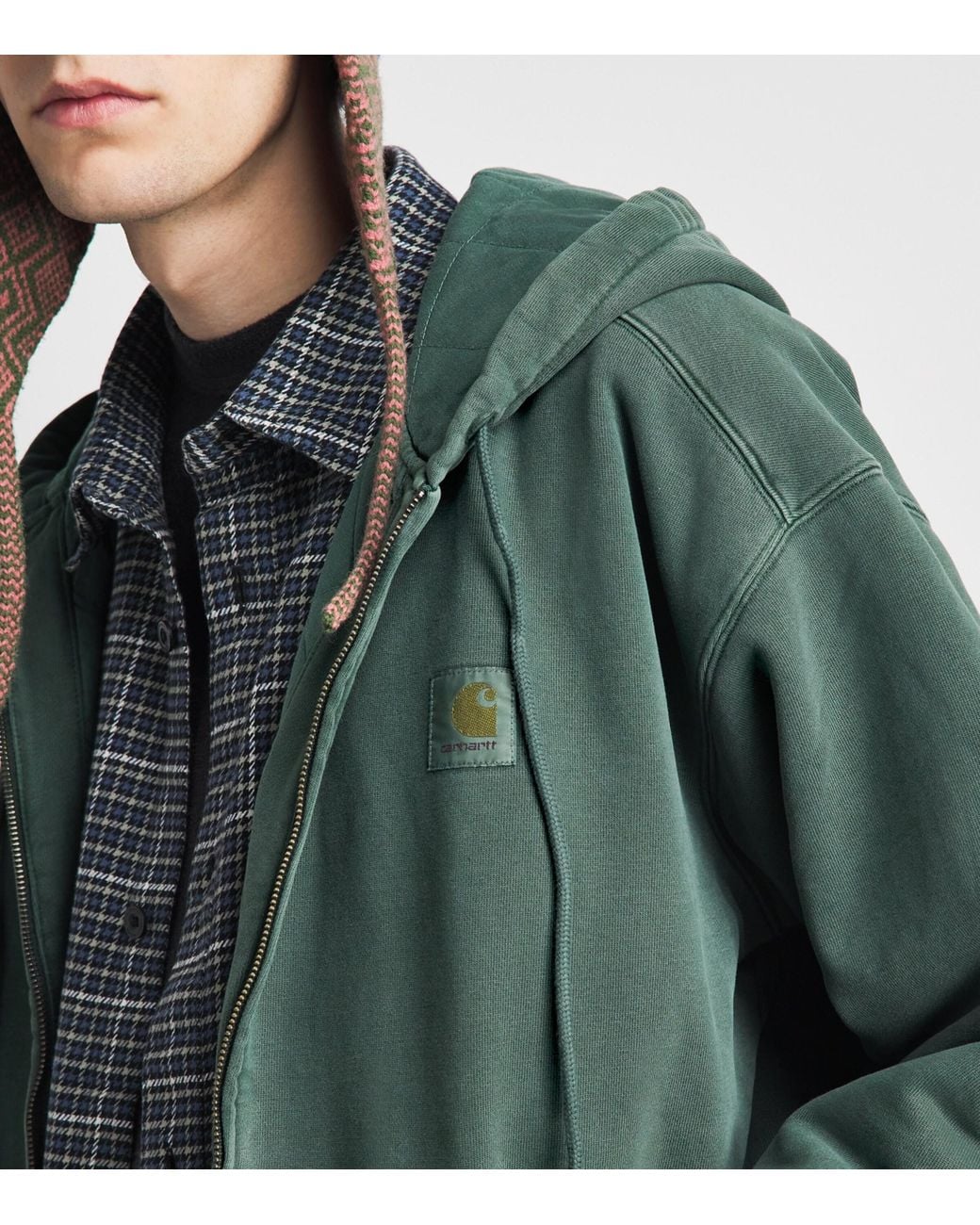 Carhartt Green Cotton Logo Vista Zip-Up Hoodie for men