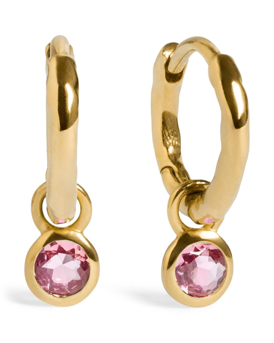 Monica Vinader Metallic Vermeil And Tourmaline October Birthstone Huggie Earrings