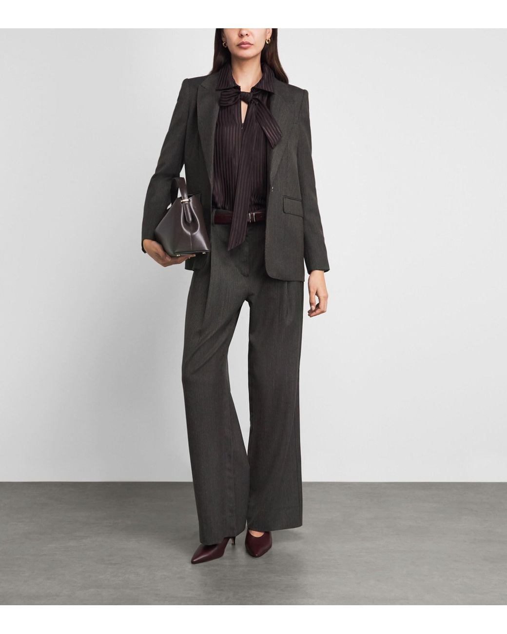 ME+EM Black Wool Sharp Shoulder Blazer