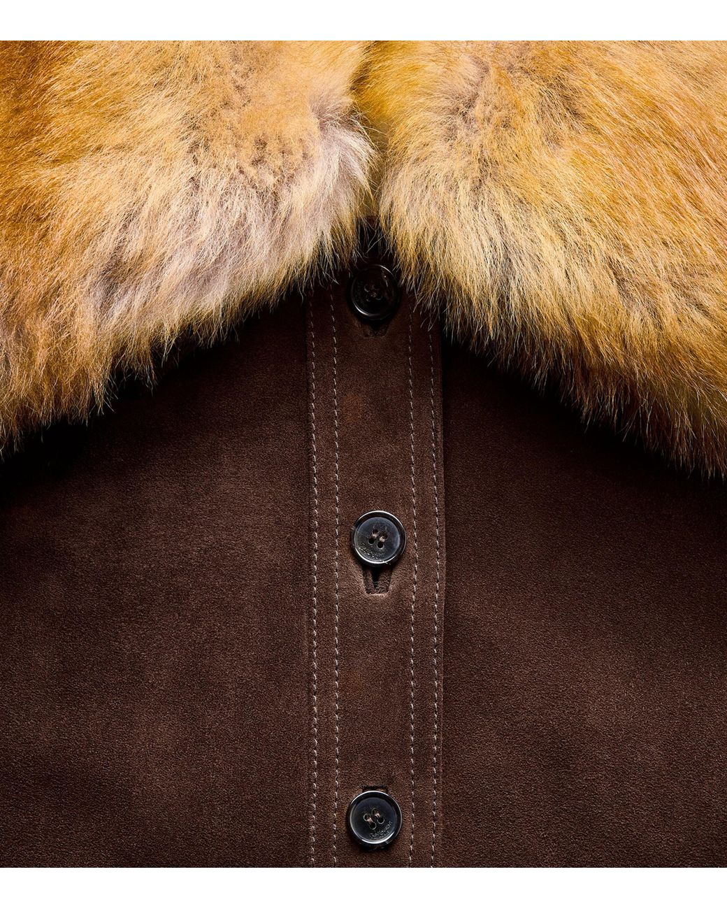 Saint Laurent Brown Shearling-Collar Suede Jacket