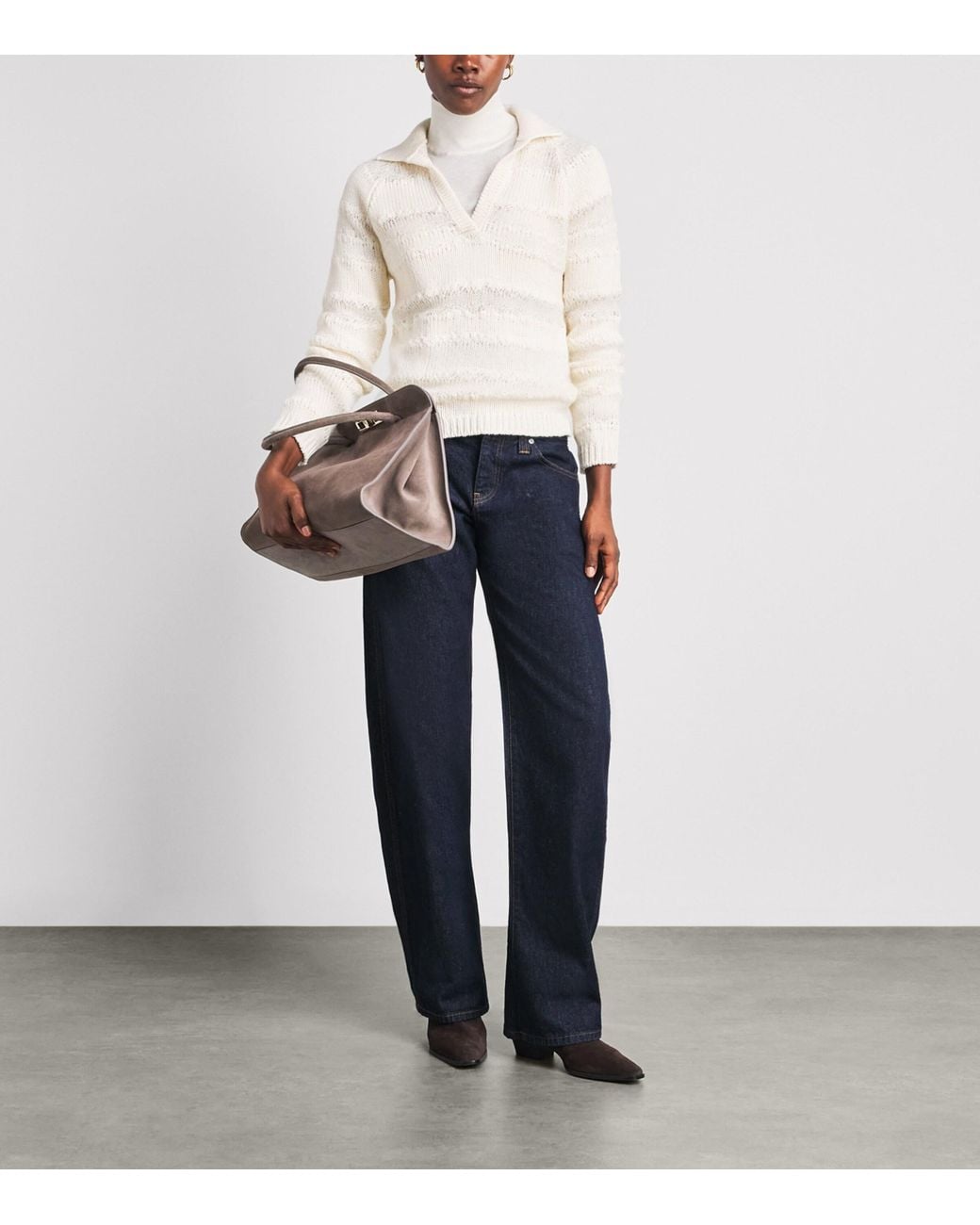 Fabiana Filippi White Merino Wool-Blend Polo Sweater