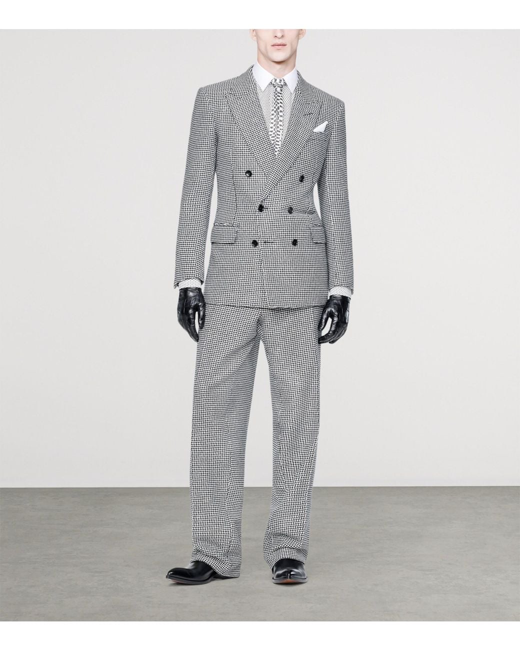 Tom Ford Gray Wool-Blend Pied De Poule Colbert Blazer for men