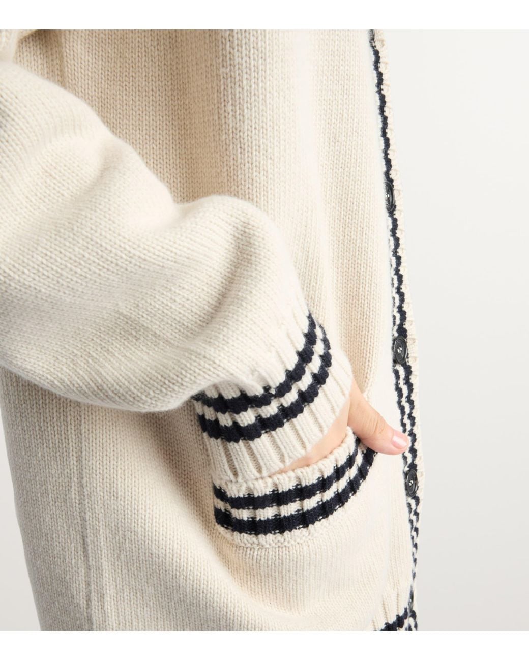Prada White Wool-Cashmere Varsity Cardigan
