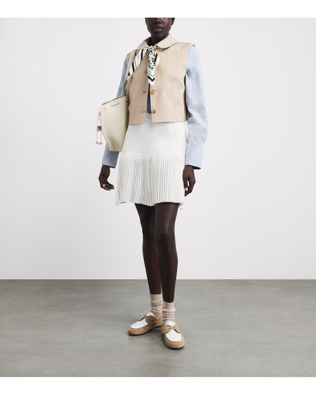 Claudie Pierlot White Pleated Mini Skirt