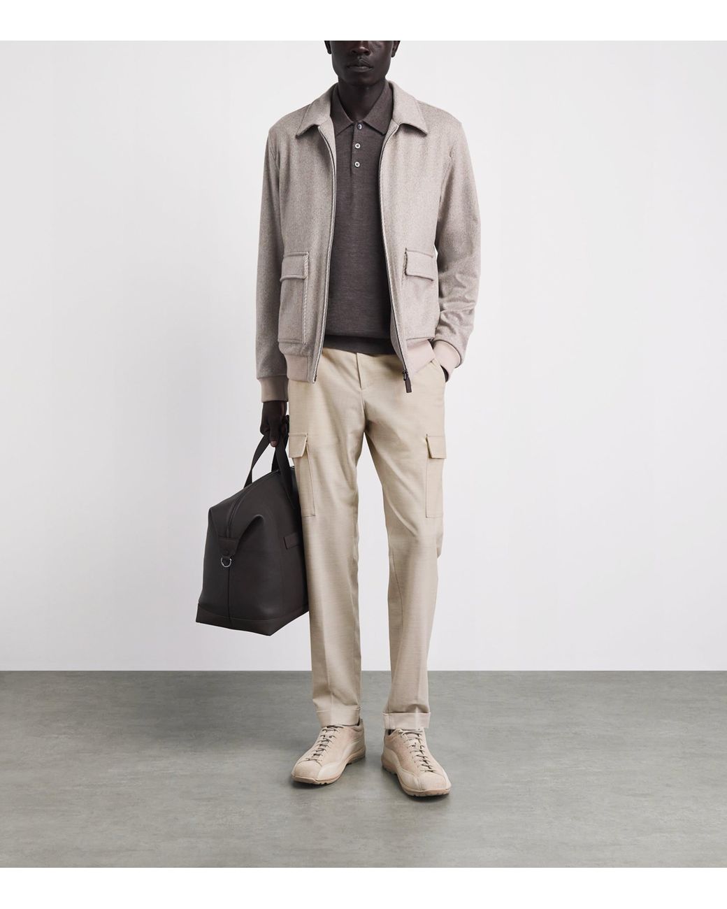 Marco Pescarolo Natural Stretch-Cashmere Drawstring Cargo Trousers for men