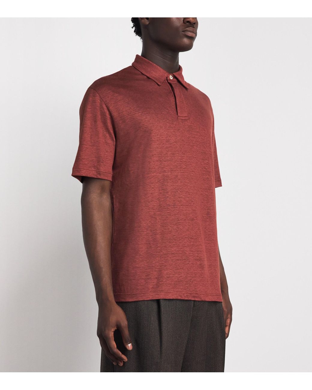 Eleventy Red Linen Polo Shirt for men