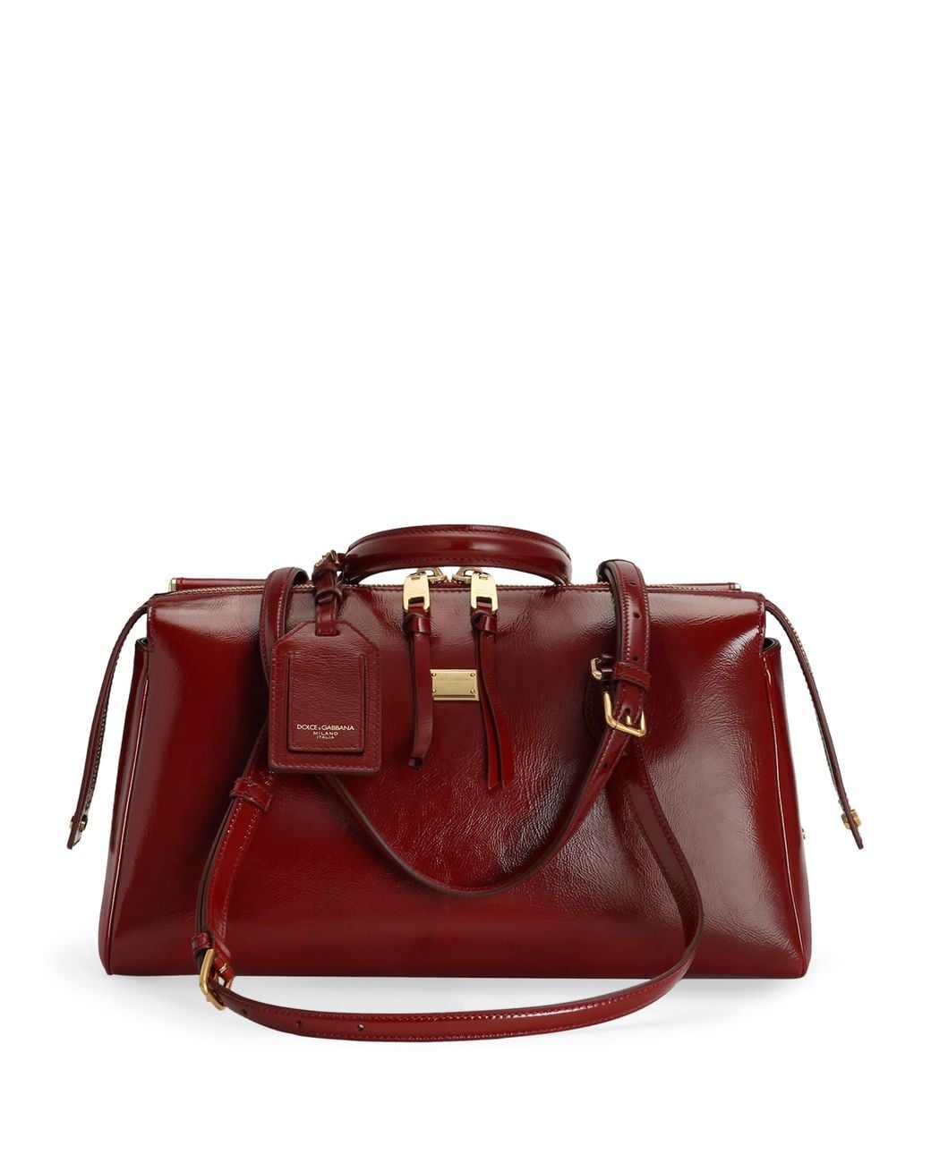 Dolce & Gabbana Red Medium Calfskin Vittoria Top-Handle Bag