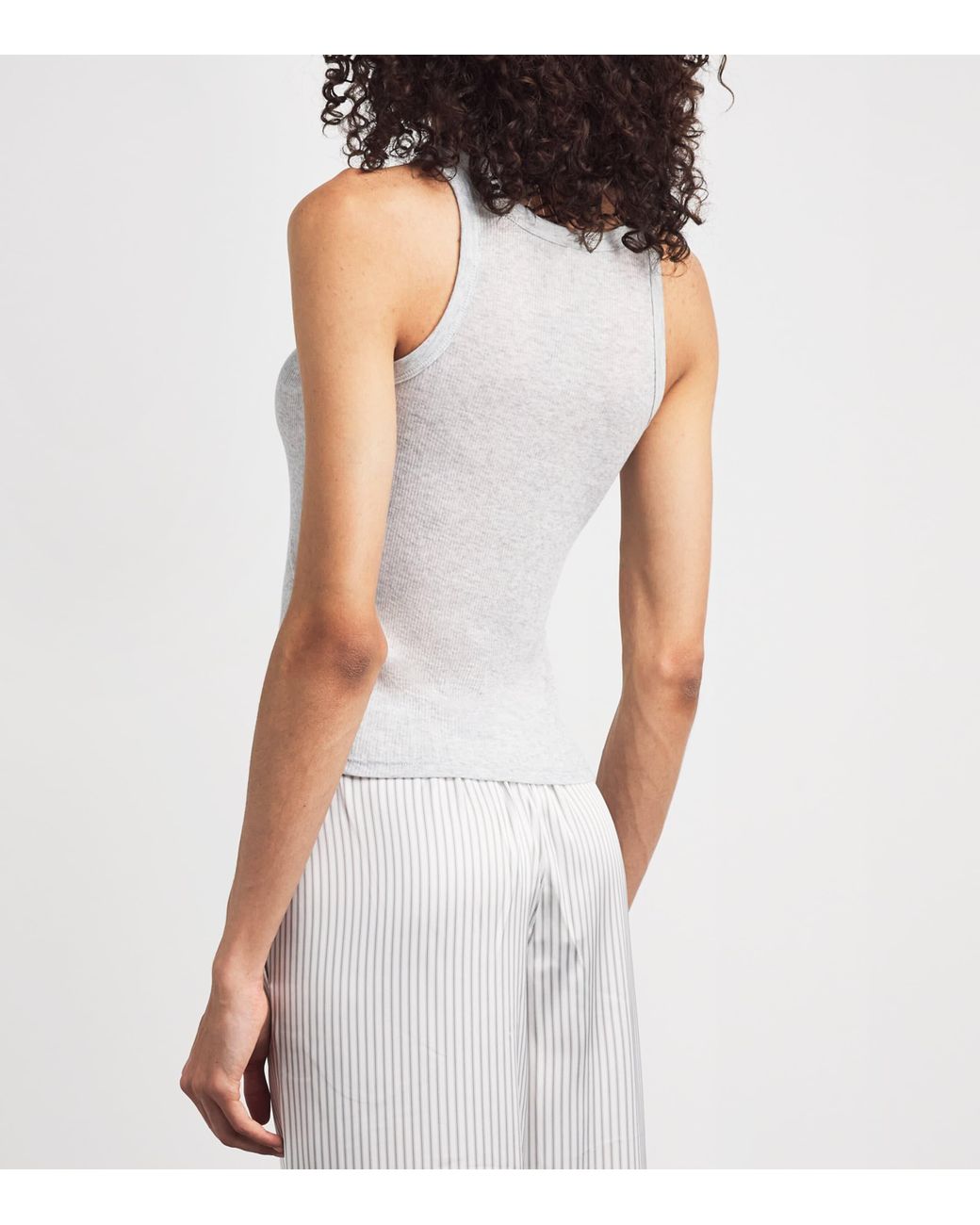 Skims White Semi-Sheer Ribbed Tank Top