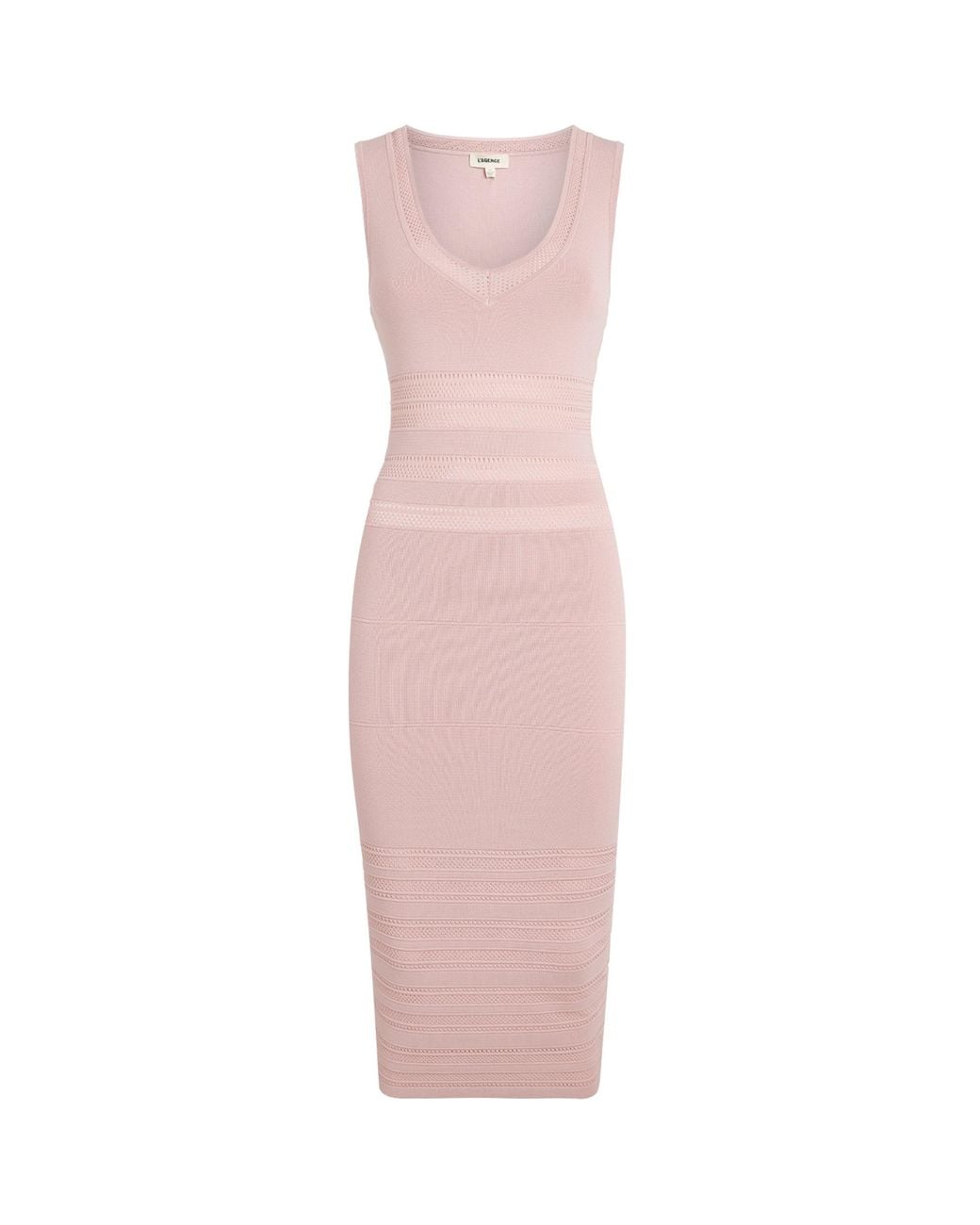 L'Agence Pink Knitted Taren Midi Dress