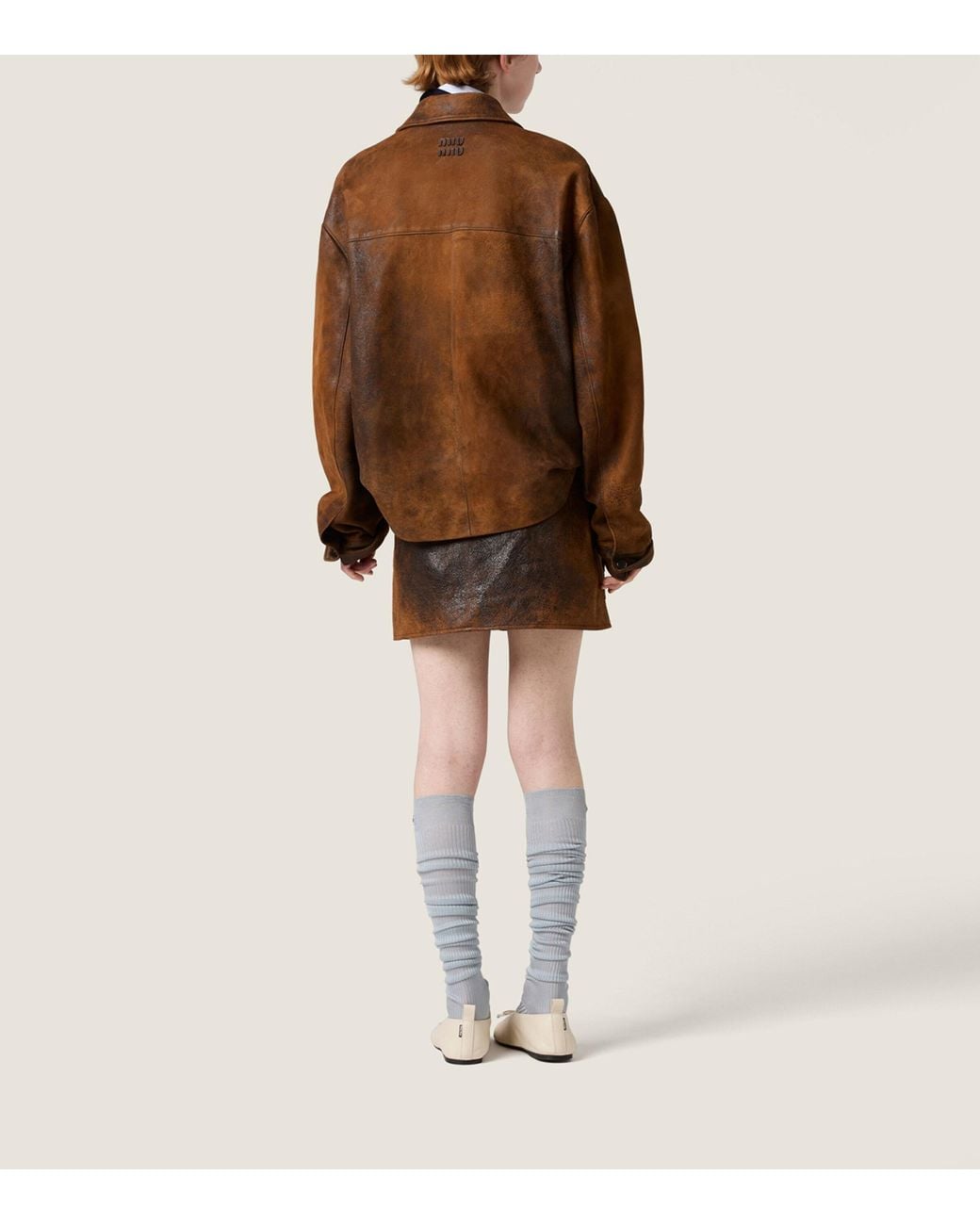 Miu Miu Brown Waxed Suede Jacket