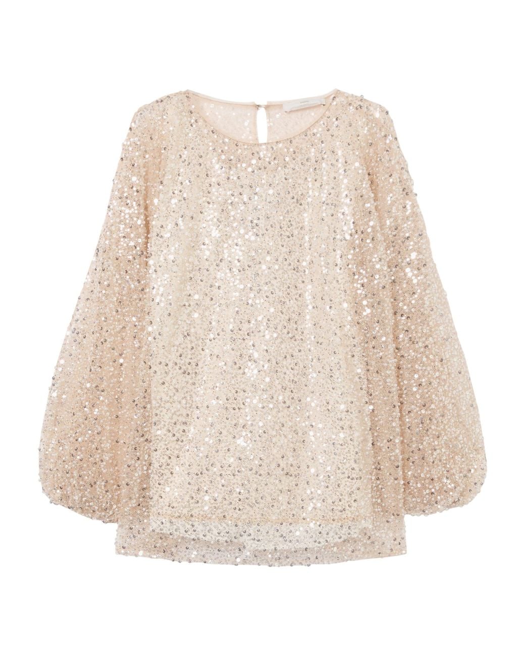 Marina Rinaldi Natural Sequin-Embellished Blouse