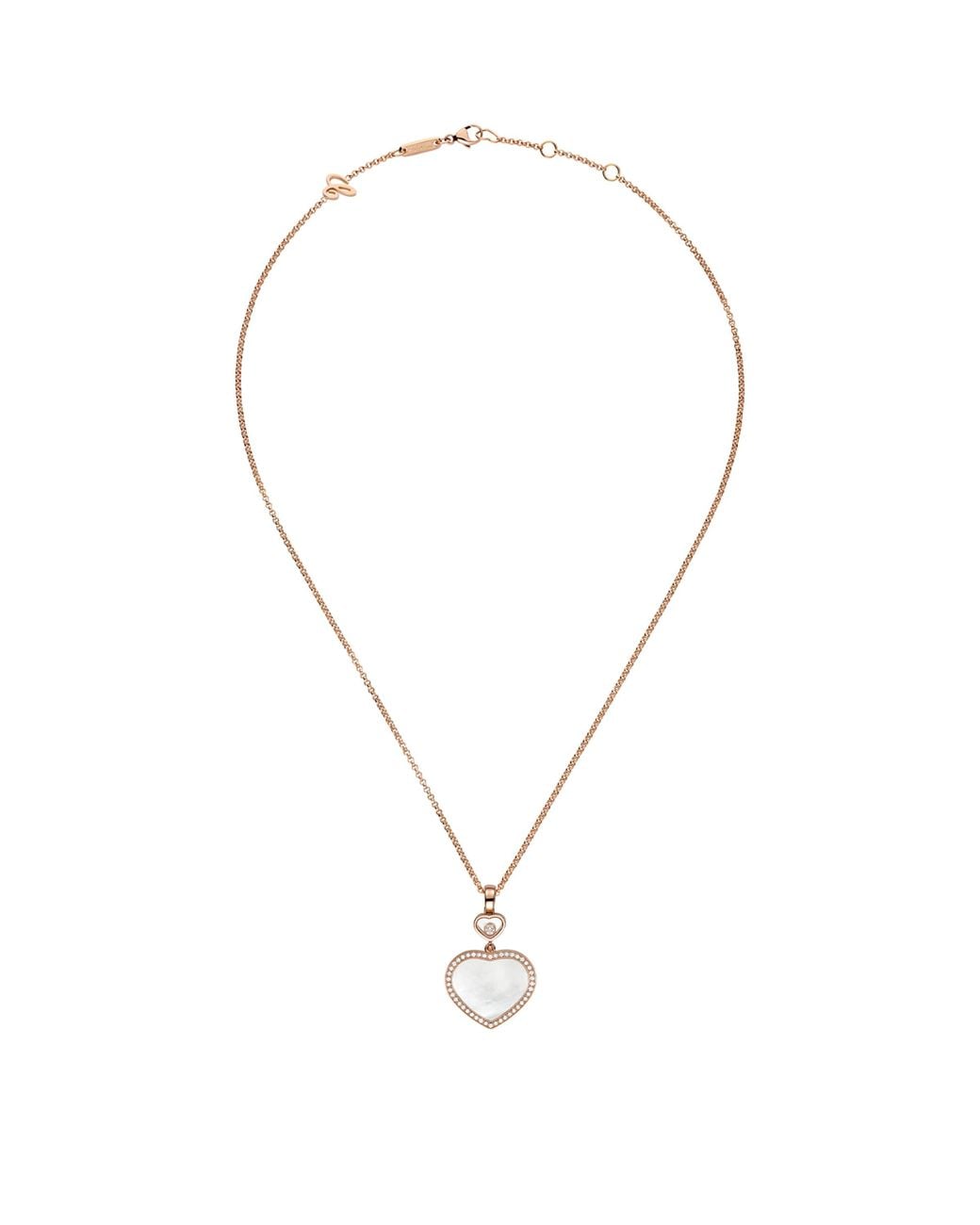 Chopard Metallic And Diamond Happy Hearts Pendant