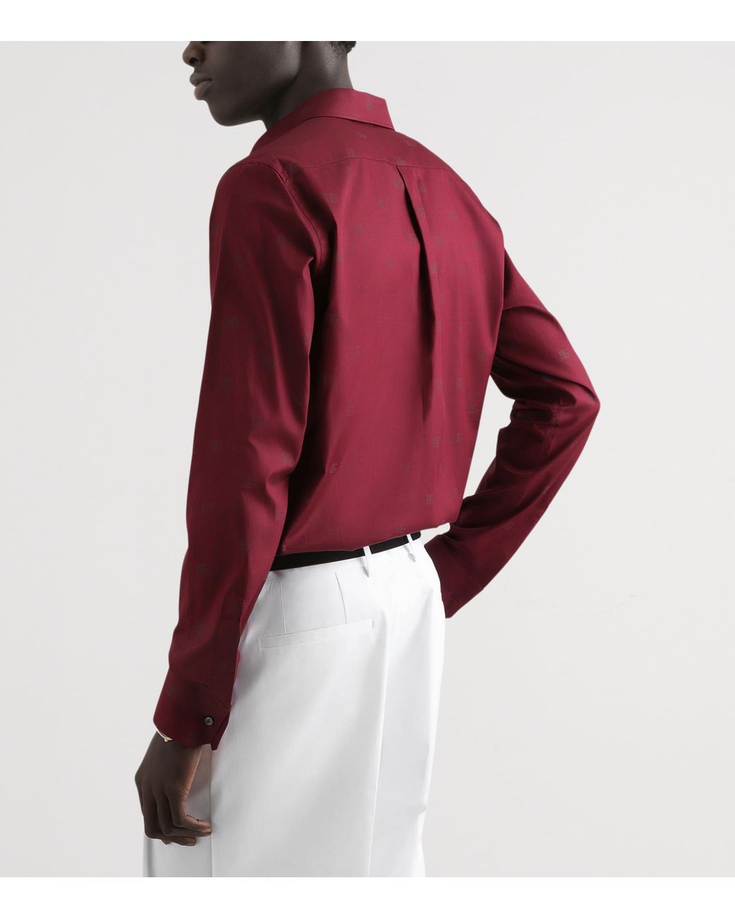 Dolce & Gabbana Red Cotton Poplin Logo Print Martini Shirt for men