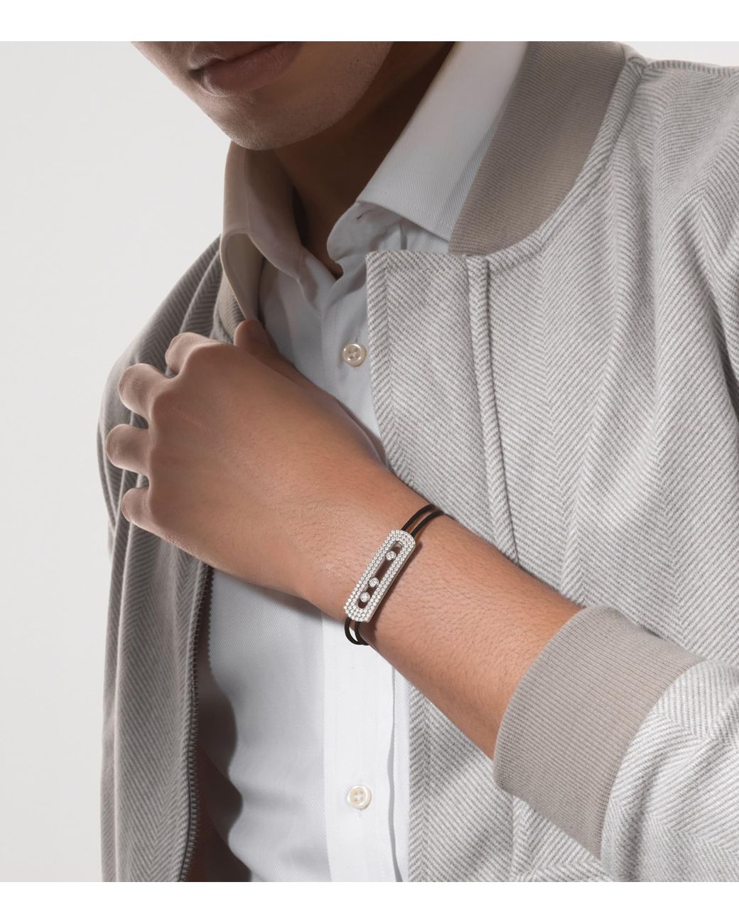 Messika Black Move Titanium And Diamond Pavé Large Cord Bracelet