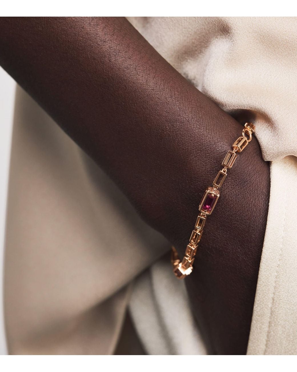 Suzanne Kalan Metallic And Ruby Large Block Chain Bracelet