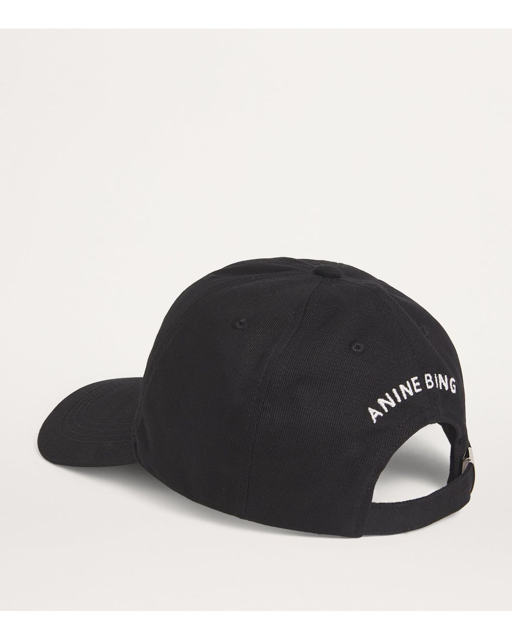 Anine Bing Black Embroidered Jeremy Baseball Cap