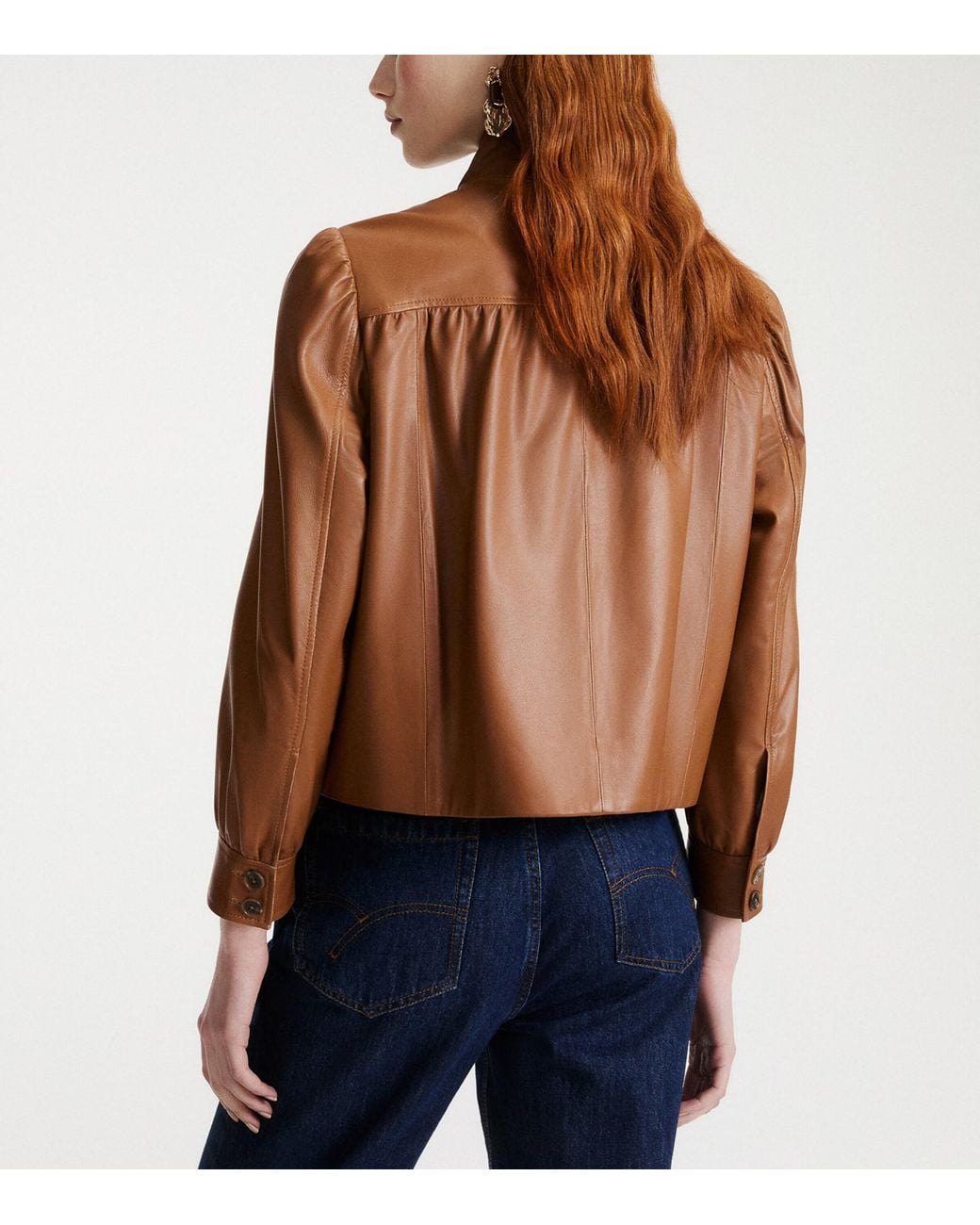 Marella Brown Asymmetric Leather Jacket
