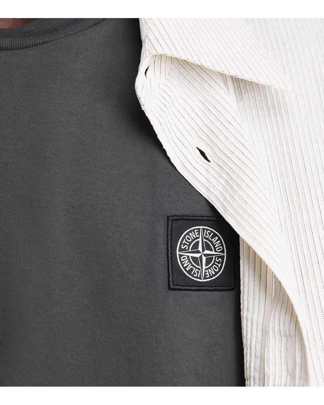 Stone Island Black Cotton Compass Logo T-Shirt for men