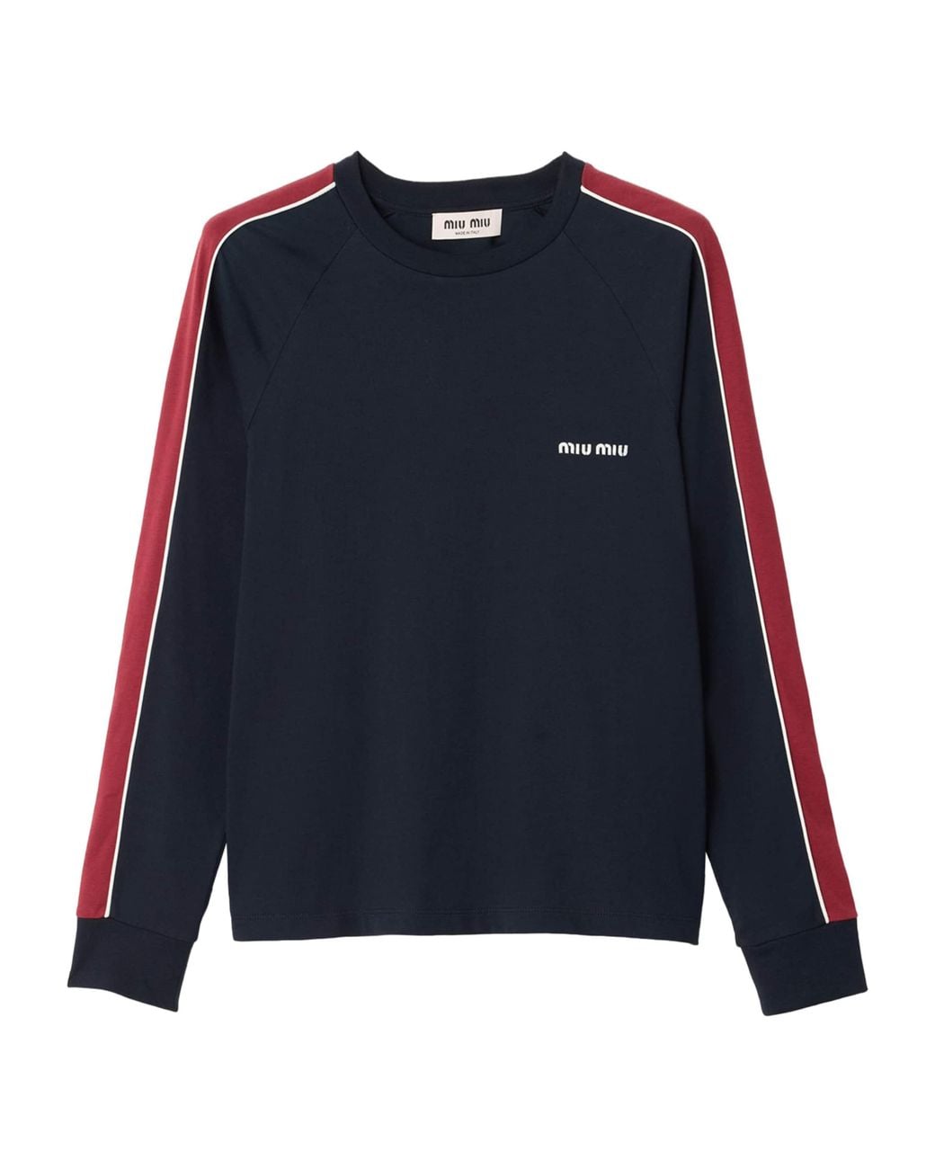 Miu Miu Blue Cotton Jersey Logo Sweater