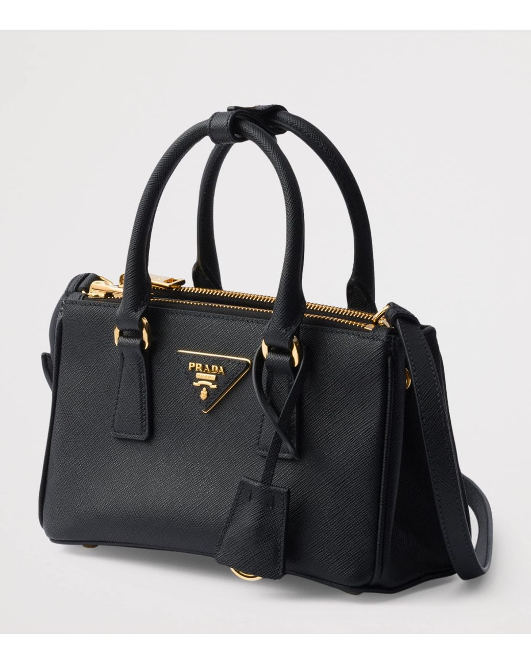 Prada Black Mini Leather Galleria Top-Handle Bag