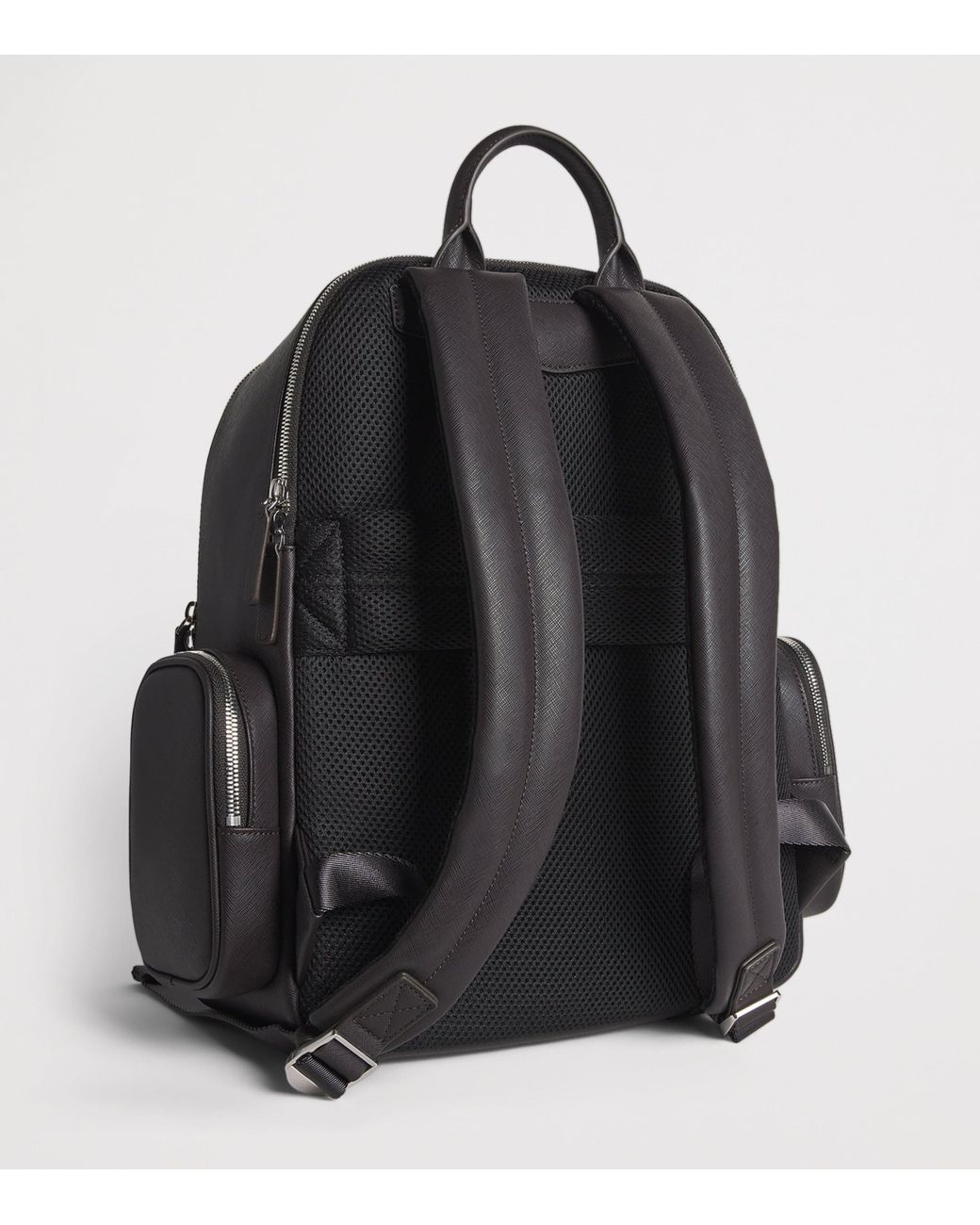 Emporio Armani Black Faux Leather Backpack for men