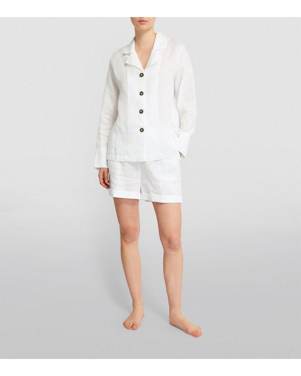 Sleeper Linen Button up Pyjama Set in White Lyst