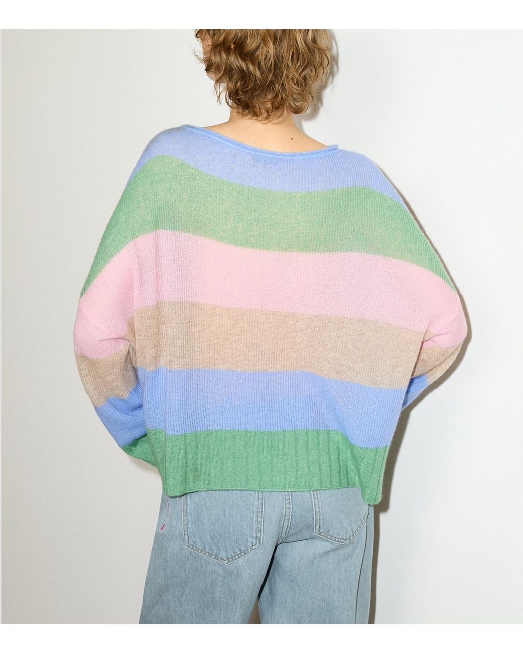 MAX&Co. Green Linen Striped Sweater