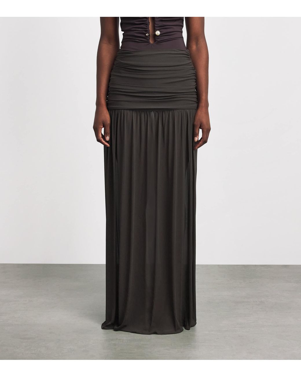Moré Noir Black Crepe Nova Maxi Skirt