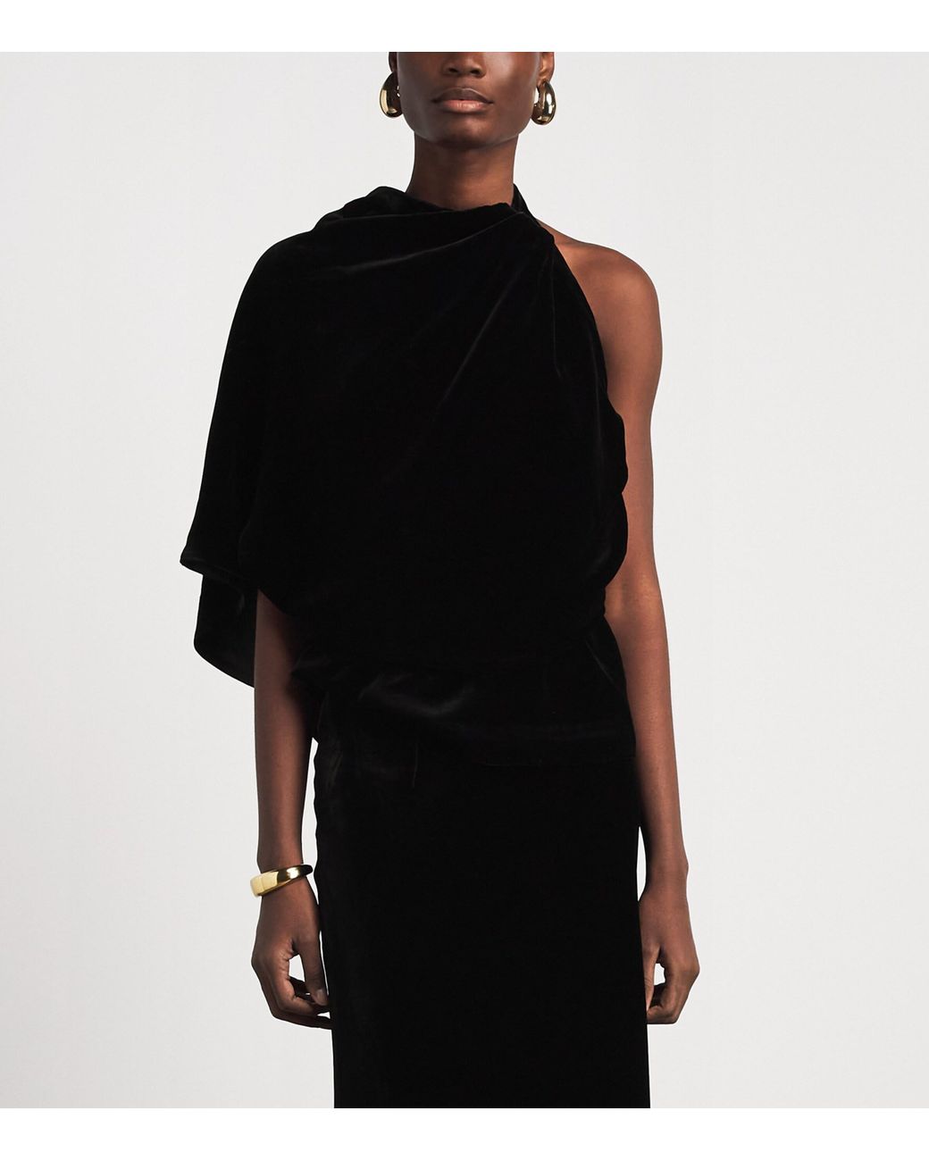Rohe Black Velvet Draped Open-Back Top