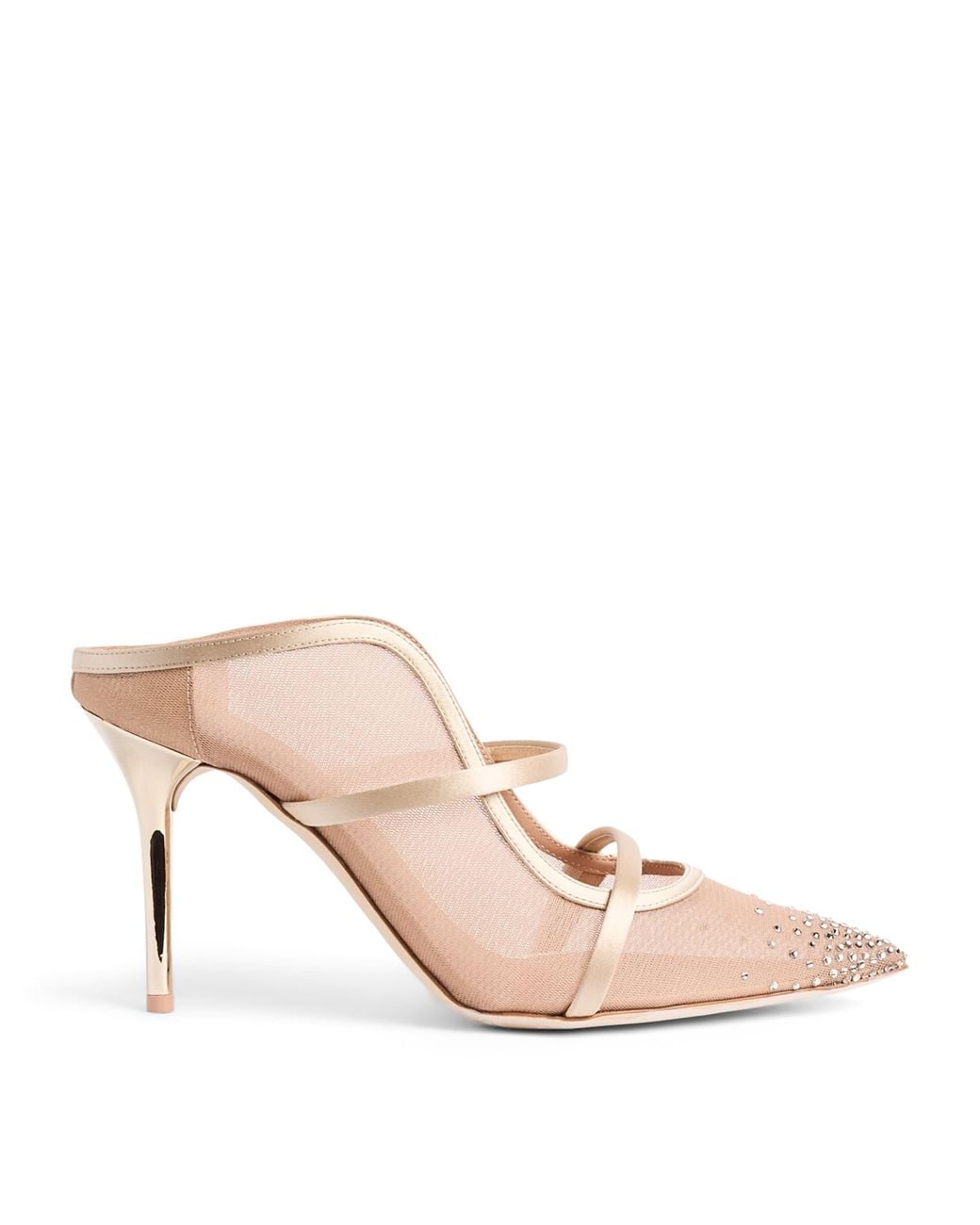 Malone Souliers Pink Embellished Mesh Maureen Heeled Mules 85