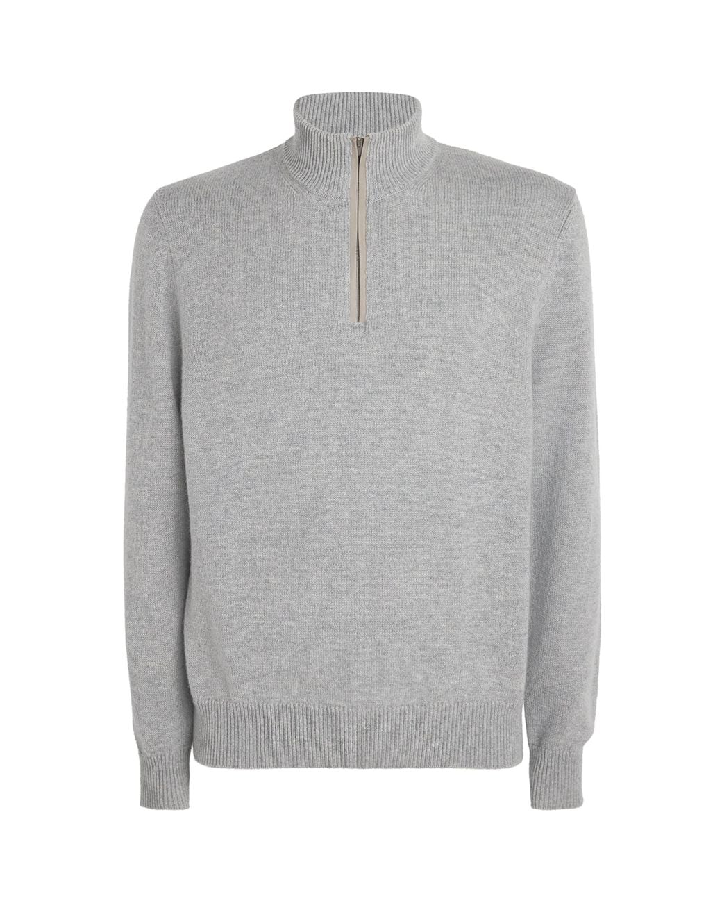 Agnona Gray Cashmere Quarter-Zip Sweater for men