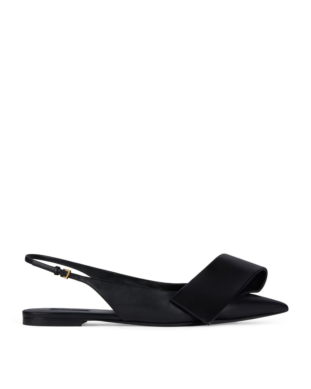Givenchy Black Leather Twisted Ribbon Slingback Ballet Flats