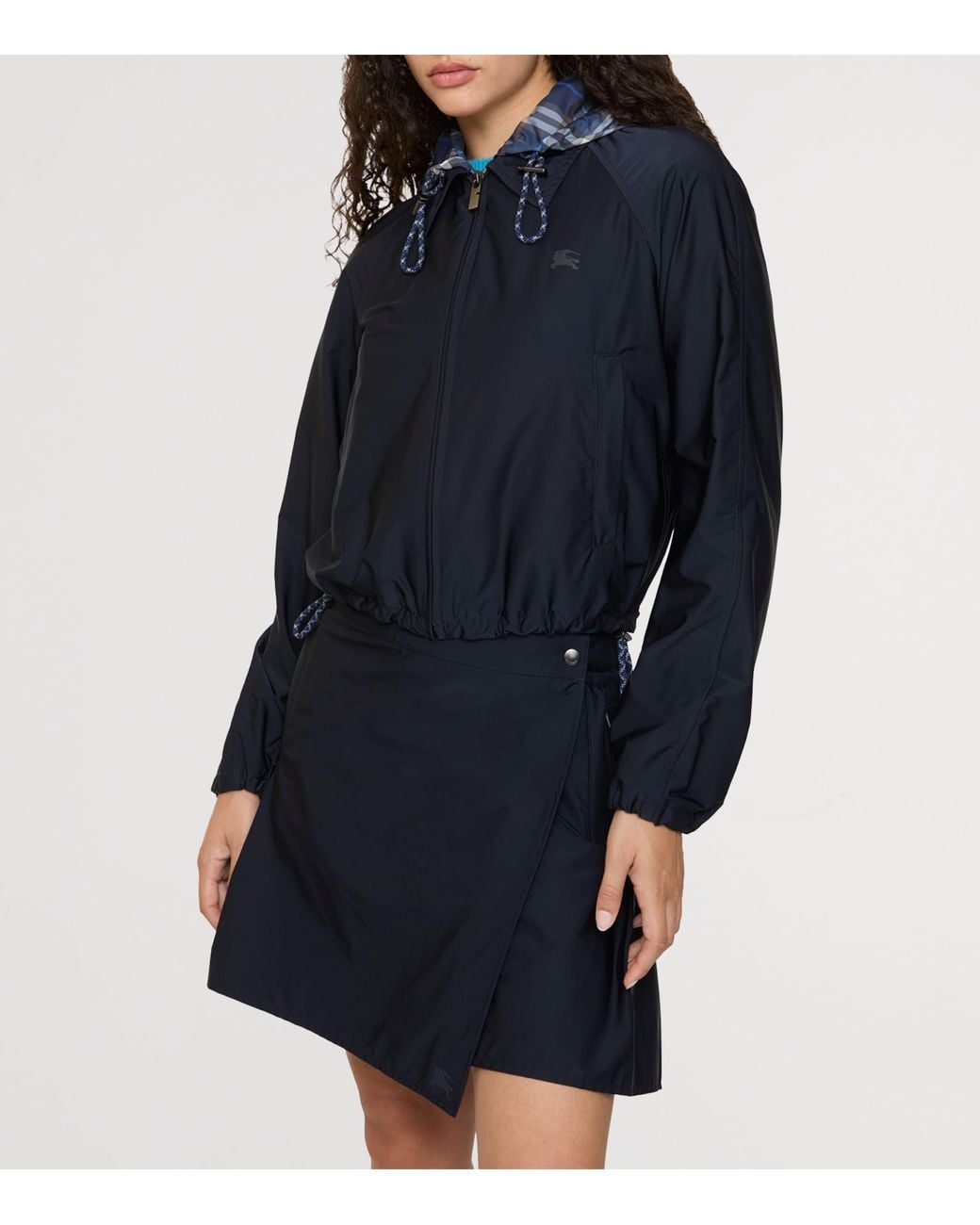 Burberry Black Newcott Jacket With Checkered Hood