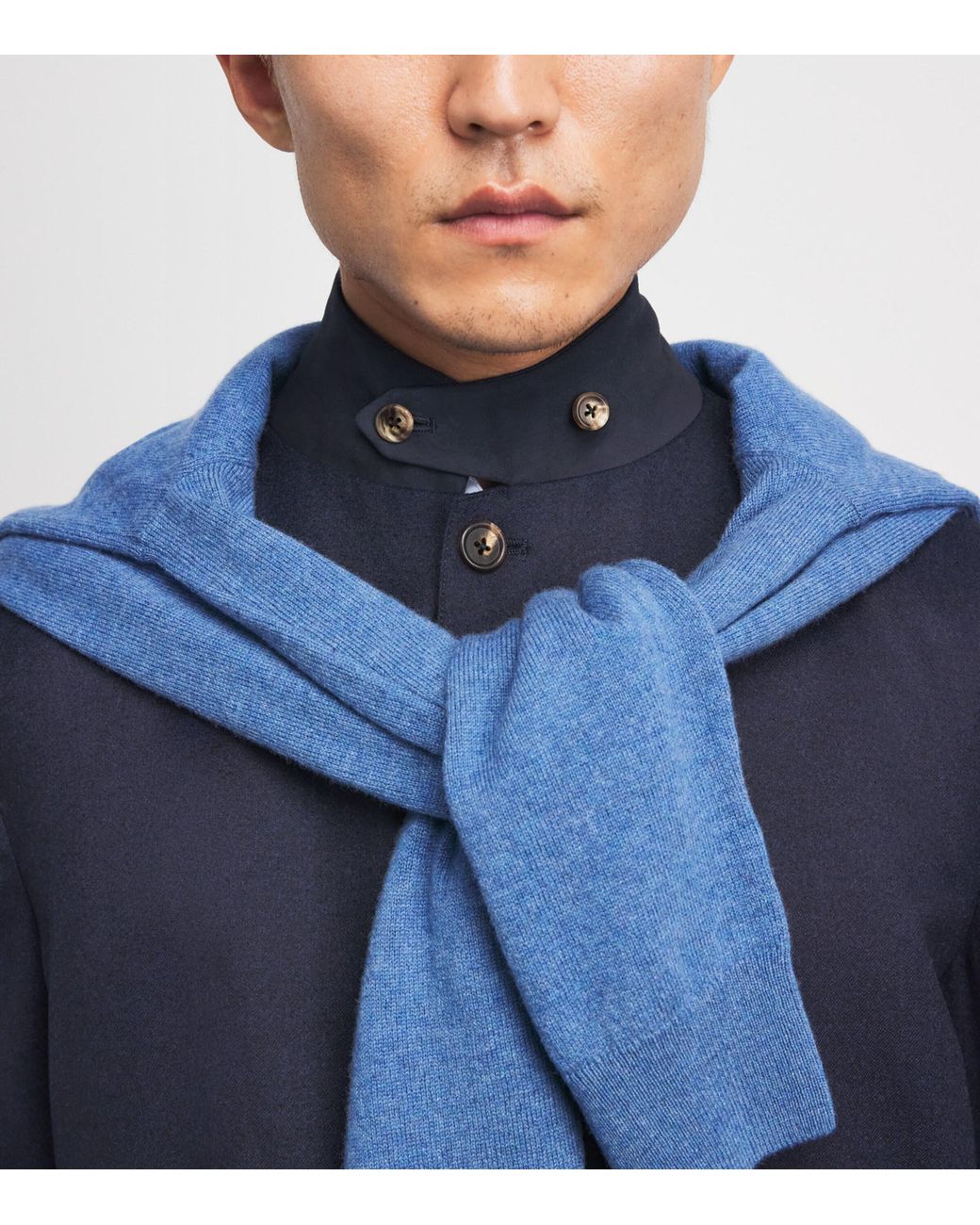 FIORONI CASHMERE Blue Virgin Wool Unstructured Blazer for men