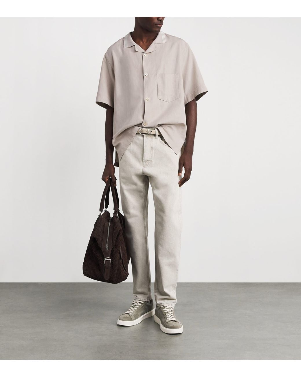 Eleventy White Bowling Shirt for men