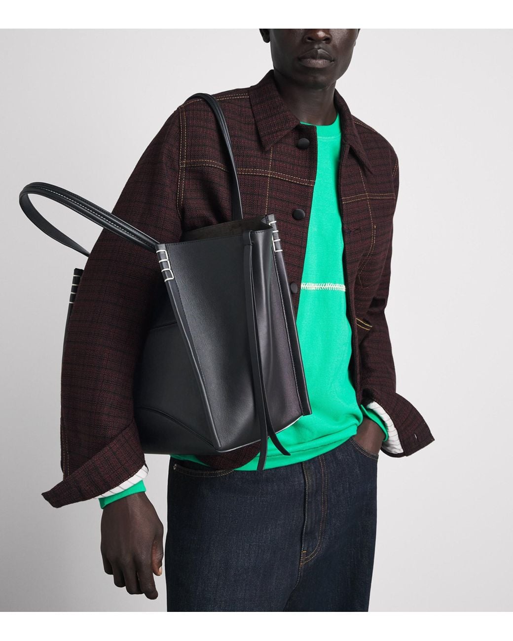 J.W. Anderson Black Leather Loafer Cabas Tote Bag for men