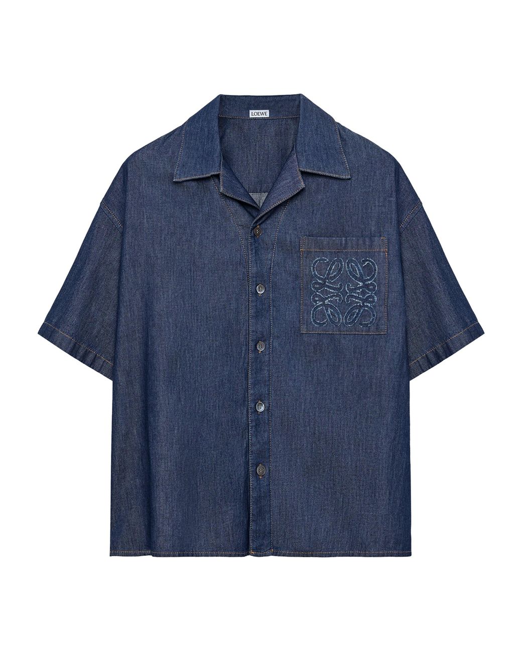Loewe Blue Chambray Short-Sleeve Shirt for men