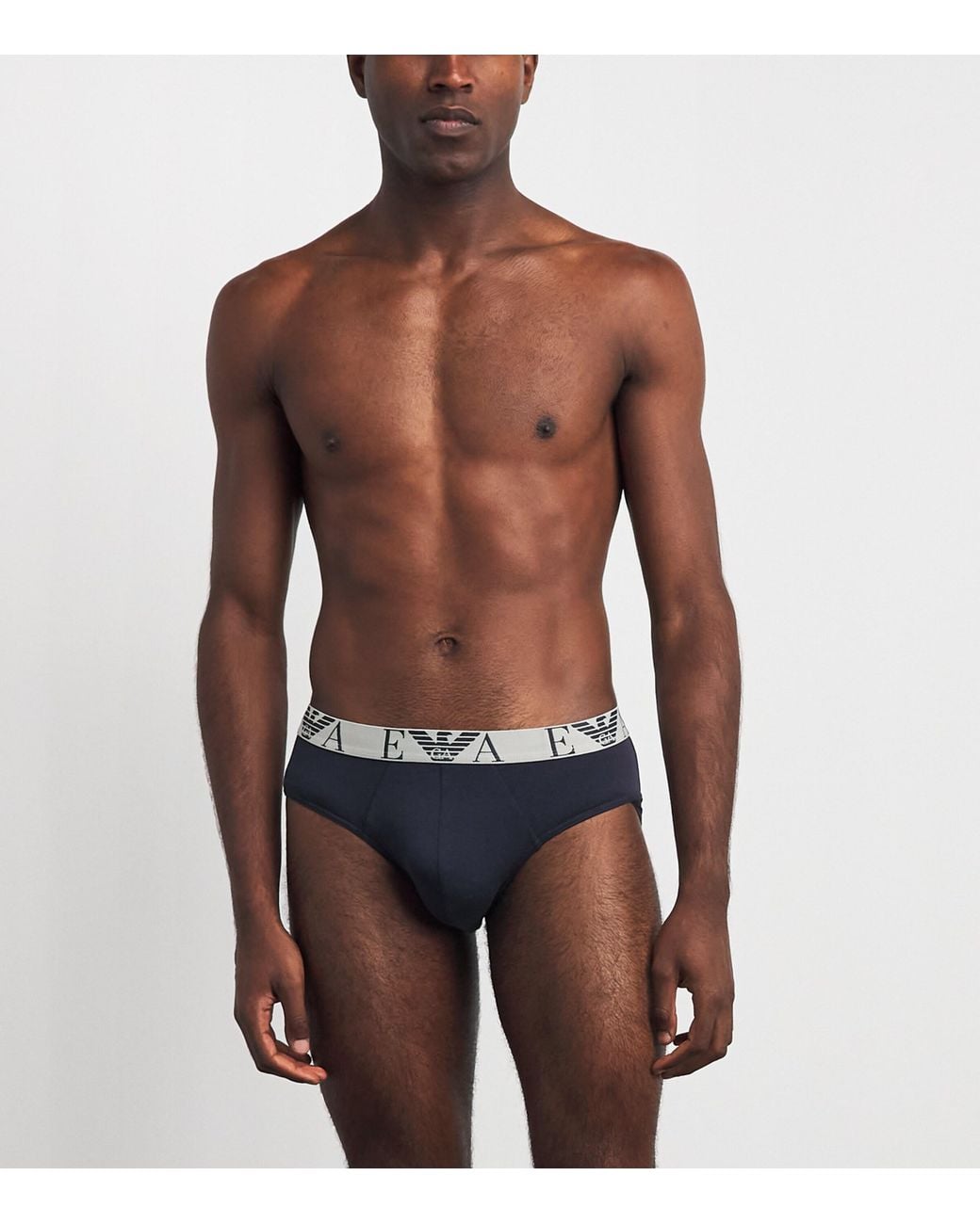 Emporio Armani Blue Stretch-Cotton Eagle Monogram Trunks for men