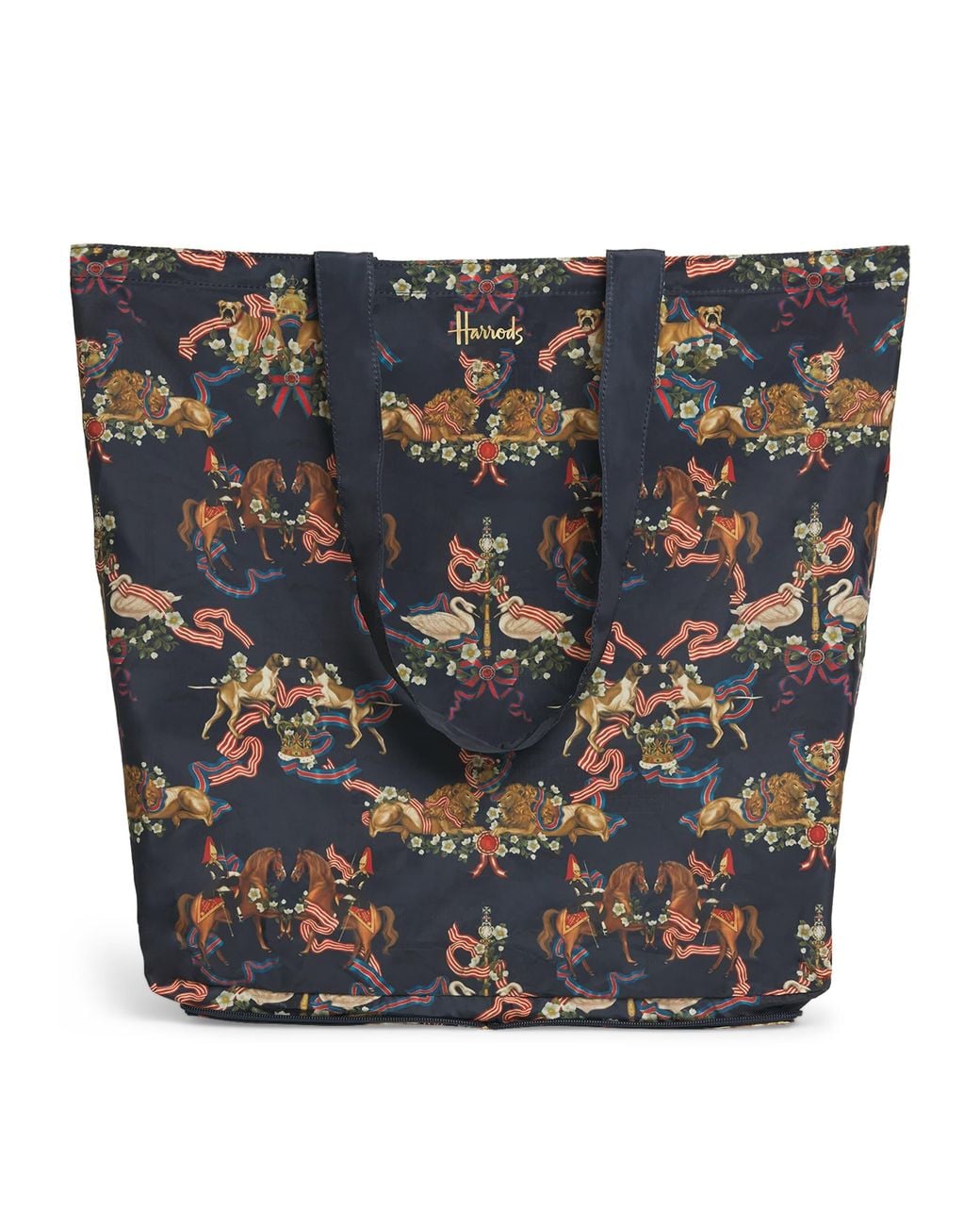 Harrods Blue Great British Pocket Shopper Bag