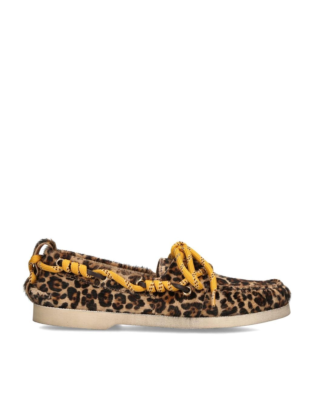 Golden Goose Deluxe Brand Brown Pony Hair Leopard Print Boat Shoes