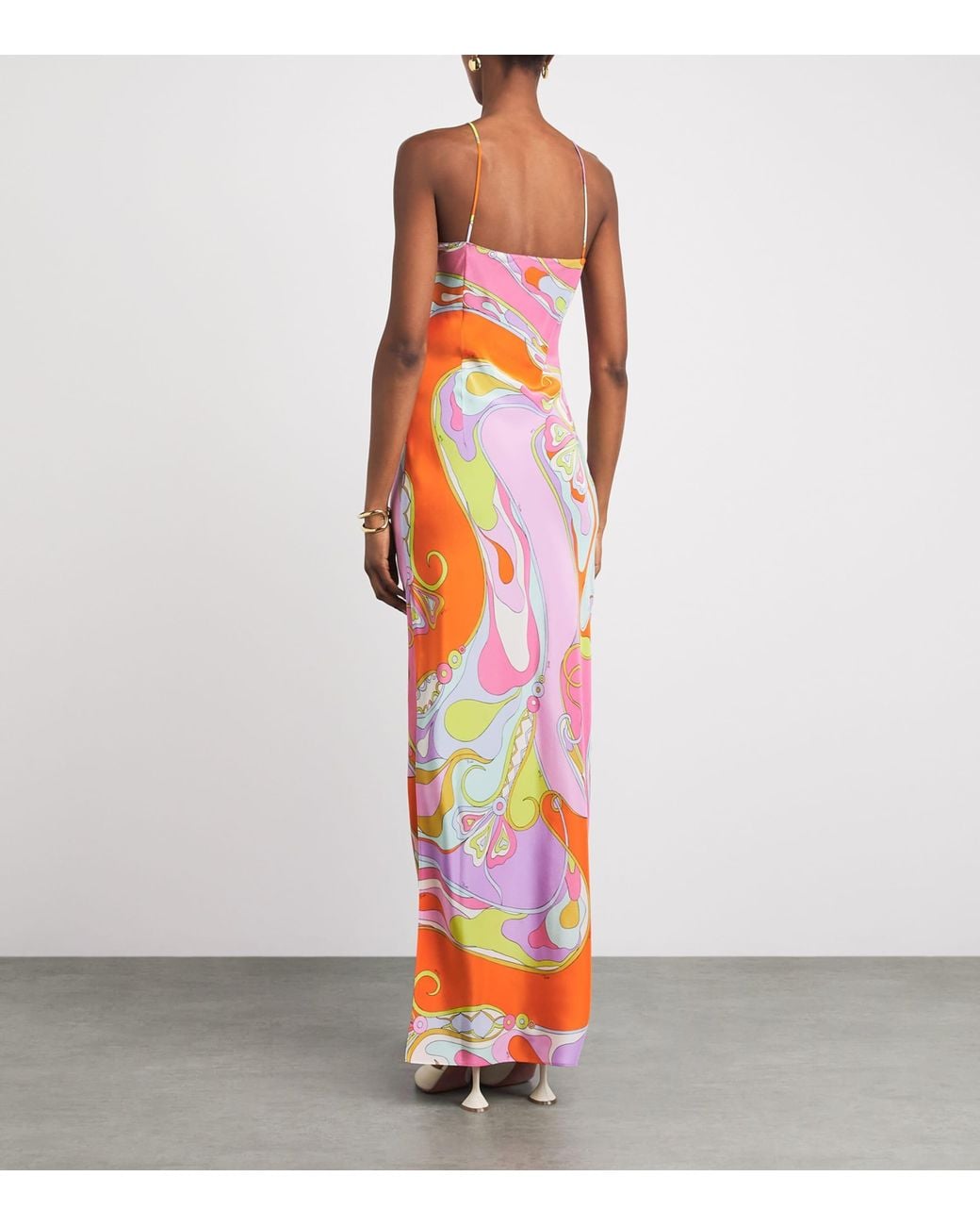 Emilio Pucci Red Silk Printed Maxi Slip Dress