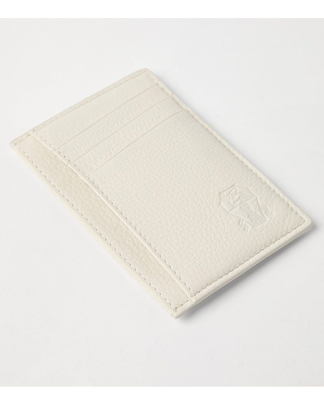 Brunello Cucinelli Natural Grained Leather Card Holder for men