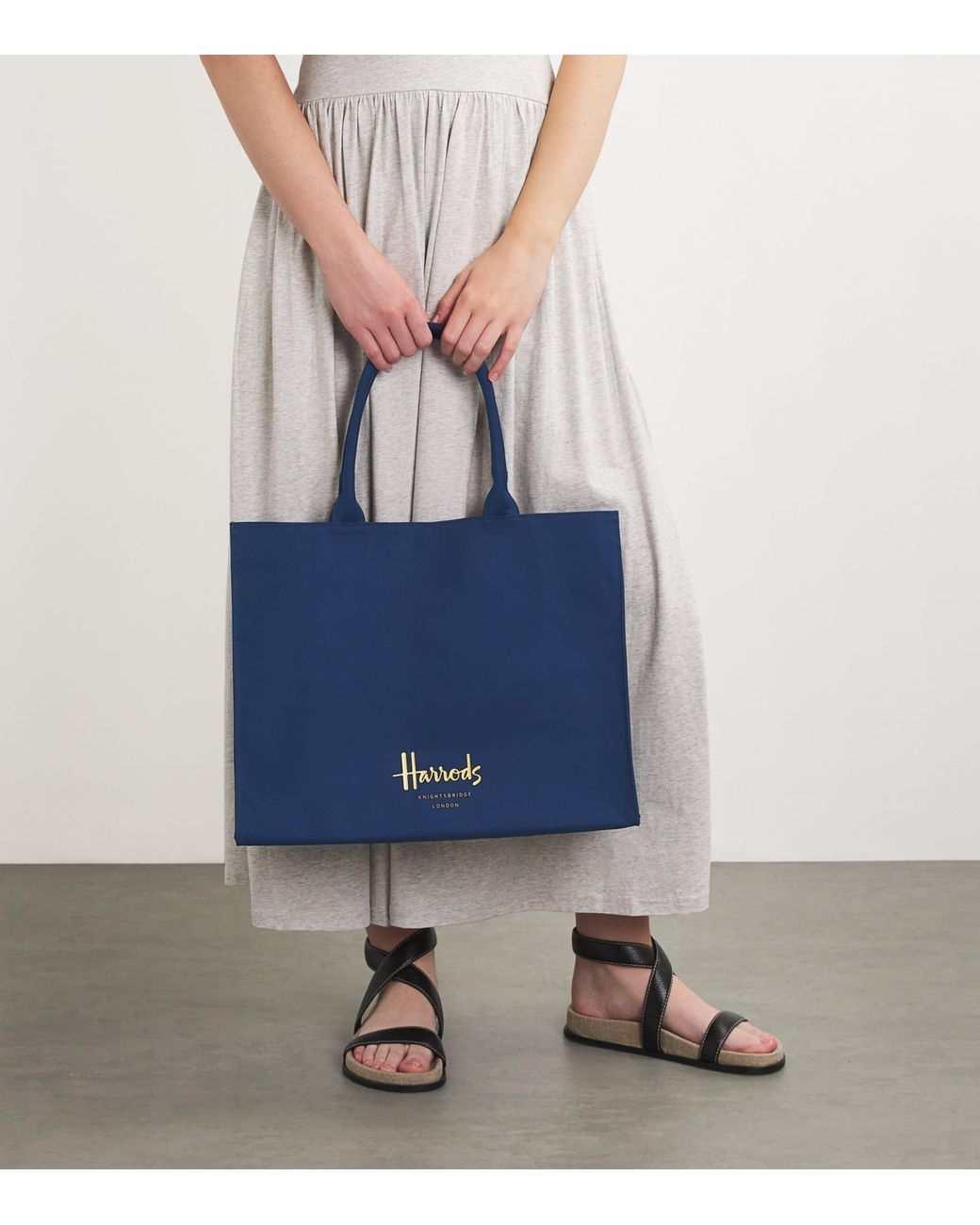 Harrods Blue Large Cotton Logo Tote Bag