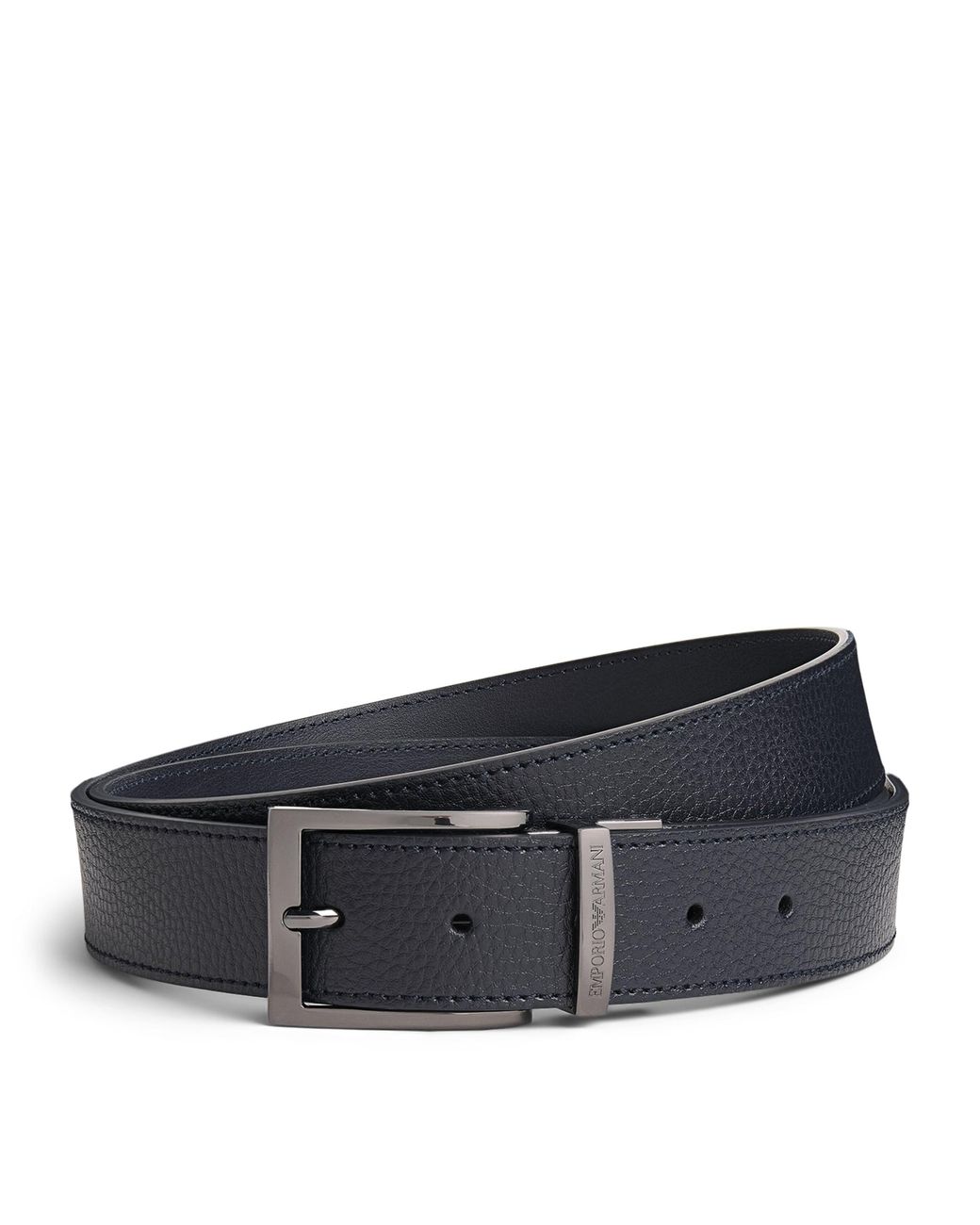 Emporio Armani Black Grained Leather Belt for men
