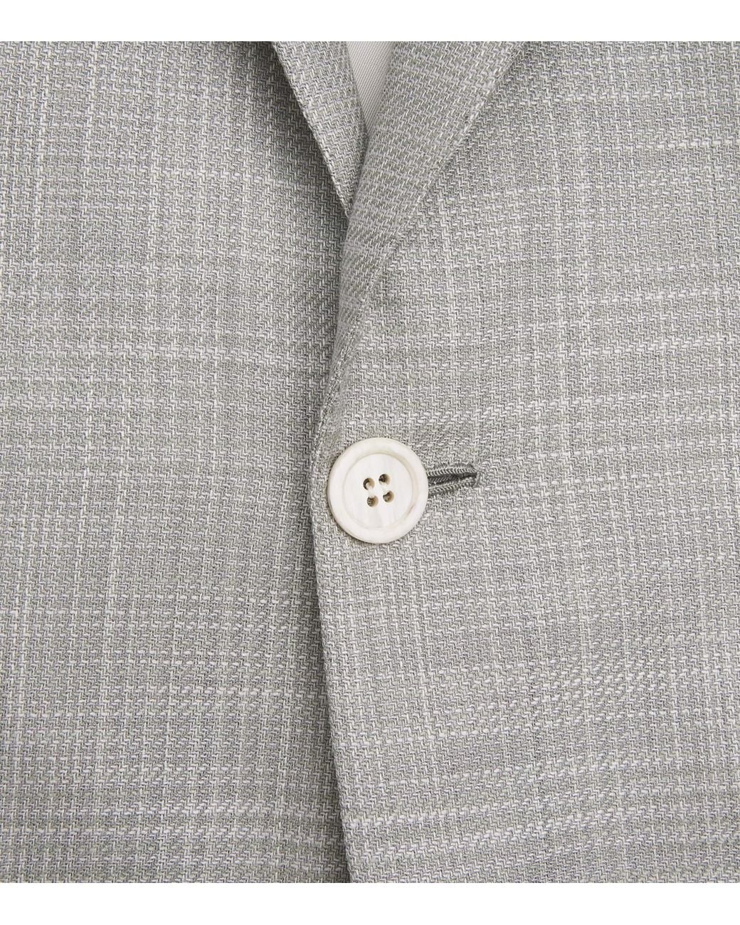 Brioni Gray Wool-Silk Check Ravello Blazer for men