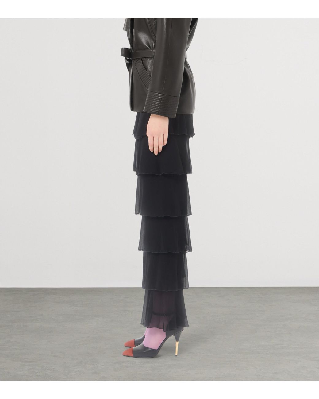Valentino Black Silk Georgette Ruffled Trousers