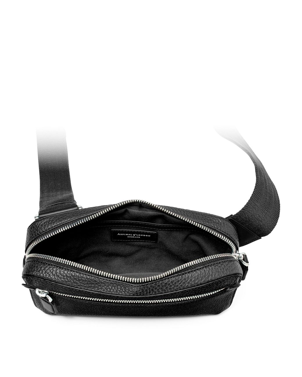 Aspinal Black Leather Reporter Compact Belt Bag for men